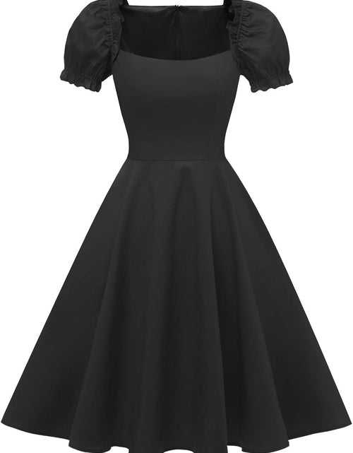 Load image into Gallery viewer, Women'S Puff Short Sleeve 1950S Party Dresses Square Neck Aline Dress with Pockets
