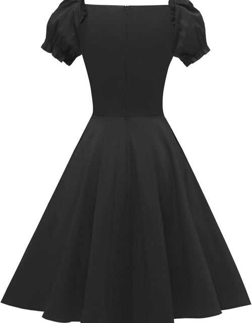 Load image into Gallery viewer, Women'S Puff Short Sleeve 1950S Party Dresses Square Neck Aline Dress with Pockets

