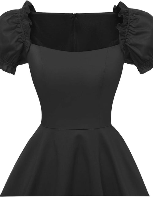 Load image into Gallery viewer, Women'S Puff Short Sleeve 1950S Party Dresses Square Neck Aline Dress with Pockets
