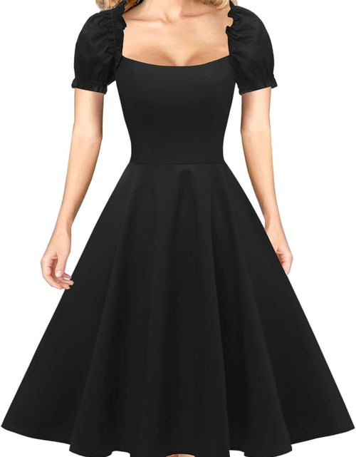 Load image into Gallery viewer, Women'S Puff Short Sleeve 1950S Party Dresses Square Neck Aline Dress with Pockets
