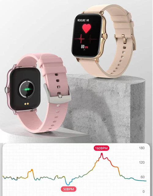 Load image into Gallery viewer, Smart Fitness Tracker Watch for Android/Ios - IP68, Heart Rate/Blood Oxygen/Sleep Monitoring, 8 Sports Modes, Breath Training, Weather Updates - 1.69-Inch Display for Men and Women (Rose Gold)
