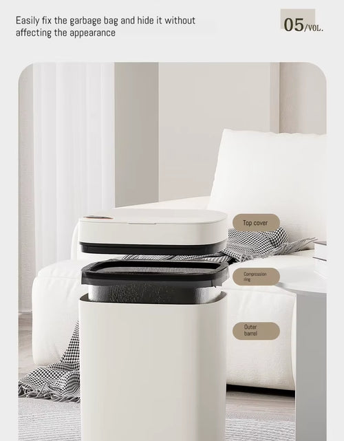 Load image into Gallery viewer, 16L Smart Bathroom Trash Can White Non-Contact Narrow Smart Sensor Trash Can Smart Home Automatic Bagging Electronic Trash Can
