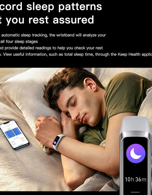 Load image into Gallery viewer, Keep Health Fitness Trackers for Women Men, Amoled Fitness Tracker for Android&amp;Ios, Alarm Stopwatch Fitness Tracker with Blood Pressure Monitor, Calories Burned IP68 Waterproof Fitness Step Tracker
