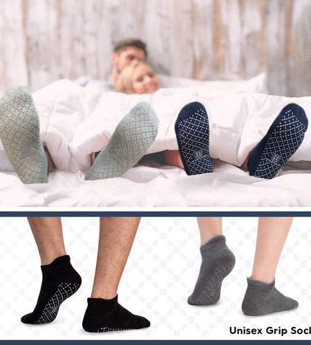 Unisex Non Slip Grip Socks with Cushion for Yoga, Pilates, Barre, Home & Hospital